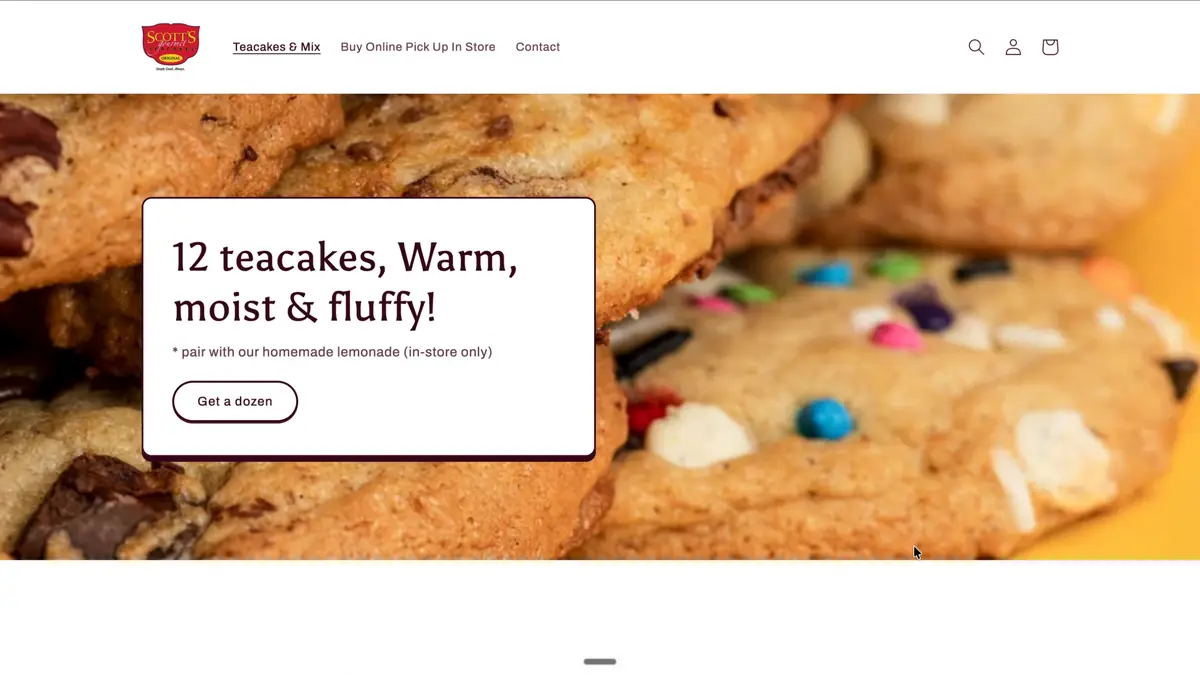 Sitio de Scott's Gourmet Teacakes antes